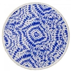 Enchante Home Blue and White Tie-Dye Indigo Round Towel NEW